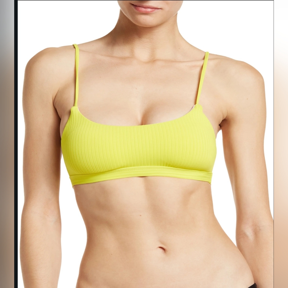 VYB Eye Candy Ribbed Bralette Bikini Top, yellow, size small